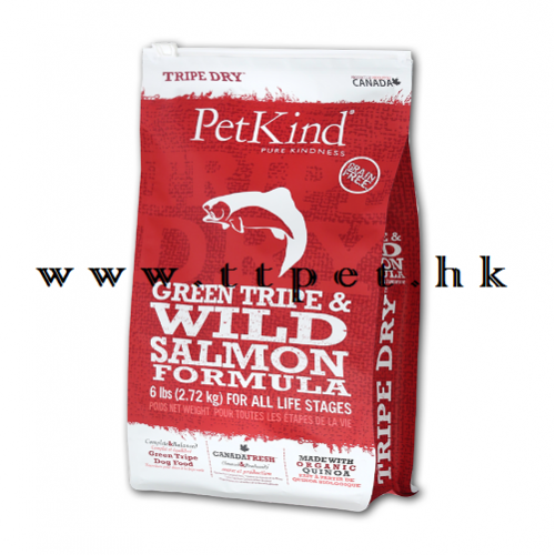 PetKind Green Tripe & Wild Salmon Formula Dog Food 加拿大纯天然無穀物低敏三文魚配方狗糧 14LB