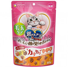 UNICHARM 銀匙貓小食 - ﻿酥脆海鮮味 (去毛球) 60g