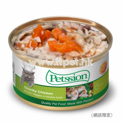 PETSSION 比心貓罐頭 - 清湯雞肉農莊野菜 3oz