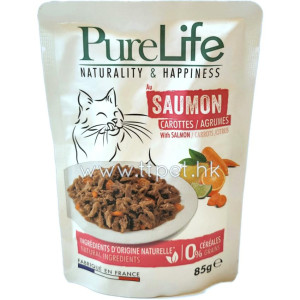 PureLife 無穀物天然肉汁貓主食餐包 - 三文魚+甘筍+柑橘 85g
