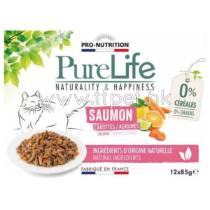 PureLife 無穀物天然肉汁貓主食餐包 - 三文魚+甘筍+柑橘 85g