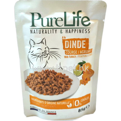 PureLife 無穀物天然肉汁貓主食餐包 - 火雞+南瓜+柑橘 85g
